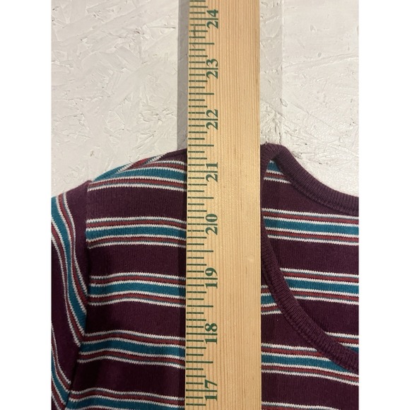 Vintage Eddie Bauer Button Up T Shirt Womens Medium Striped Purple Blue - Picture 8 of 11